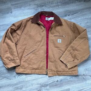 Vintage 1990s Carhartt Detroit Tan Red quilted Workwear Jacket size 52 chore usa